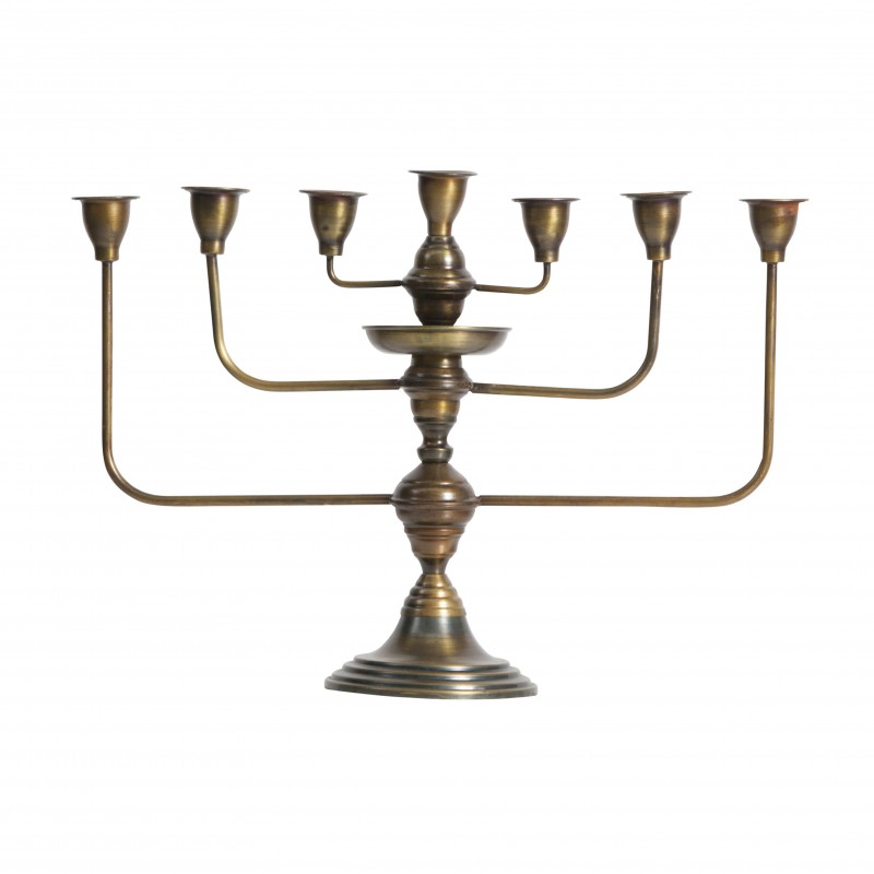 CANDLEHOLDER 7 ARMS METAL ANTIQUE BRASS - CANDLE HOLDERS CANDLEHOLDER 7 ARMS METAL ANTIQUE BRASS - CANDLE HOLDERS